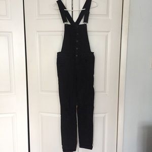Black denim overalls